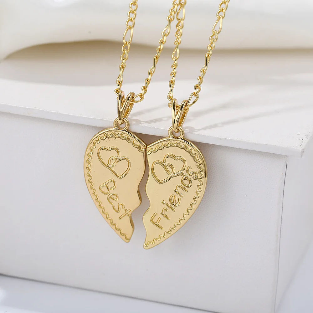 

Carved Best Friend Letter Heart Necklace For Women Men Vintage Lover Couple Choker Necklaces Friendship Jewelry Bijoux Collier