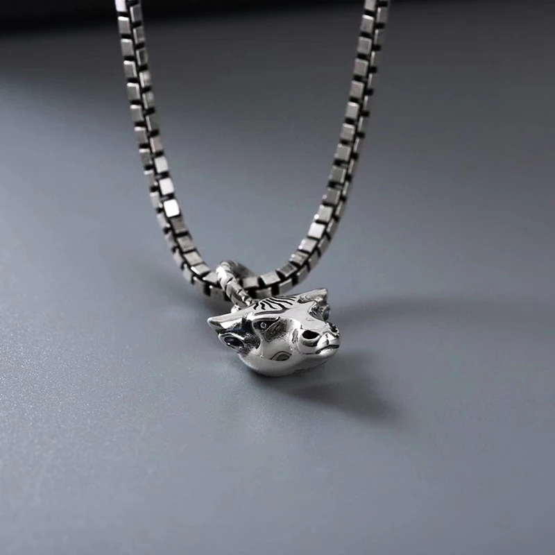 

1:1 Original Gorgeous retro Bull Head Pendant S925 Sterling silver Necklace Women Luxury brands Jewelry Logo High-quality gift