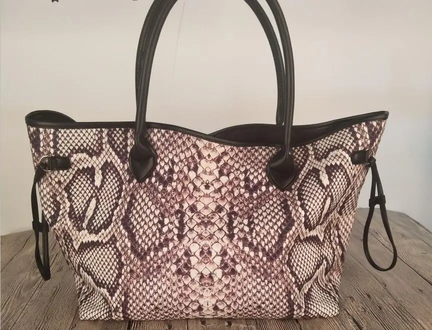 snakeskin Леопардовая полосатая женская сумка, коровья кожа, холщовая Повседневная сумка, женская сумка с двумя струнами,, DOM1068 - Цвет: snakeskin