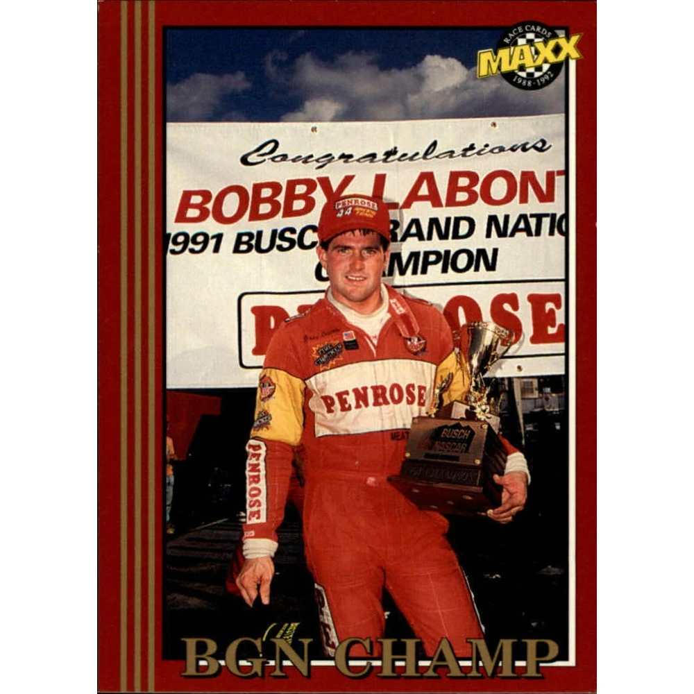 Maxx 1992 Коллекционная карточка Nascar №91 Bobby Labonte (BGN Champion) |