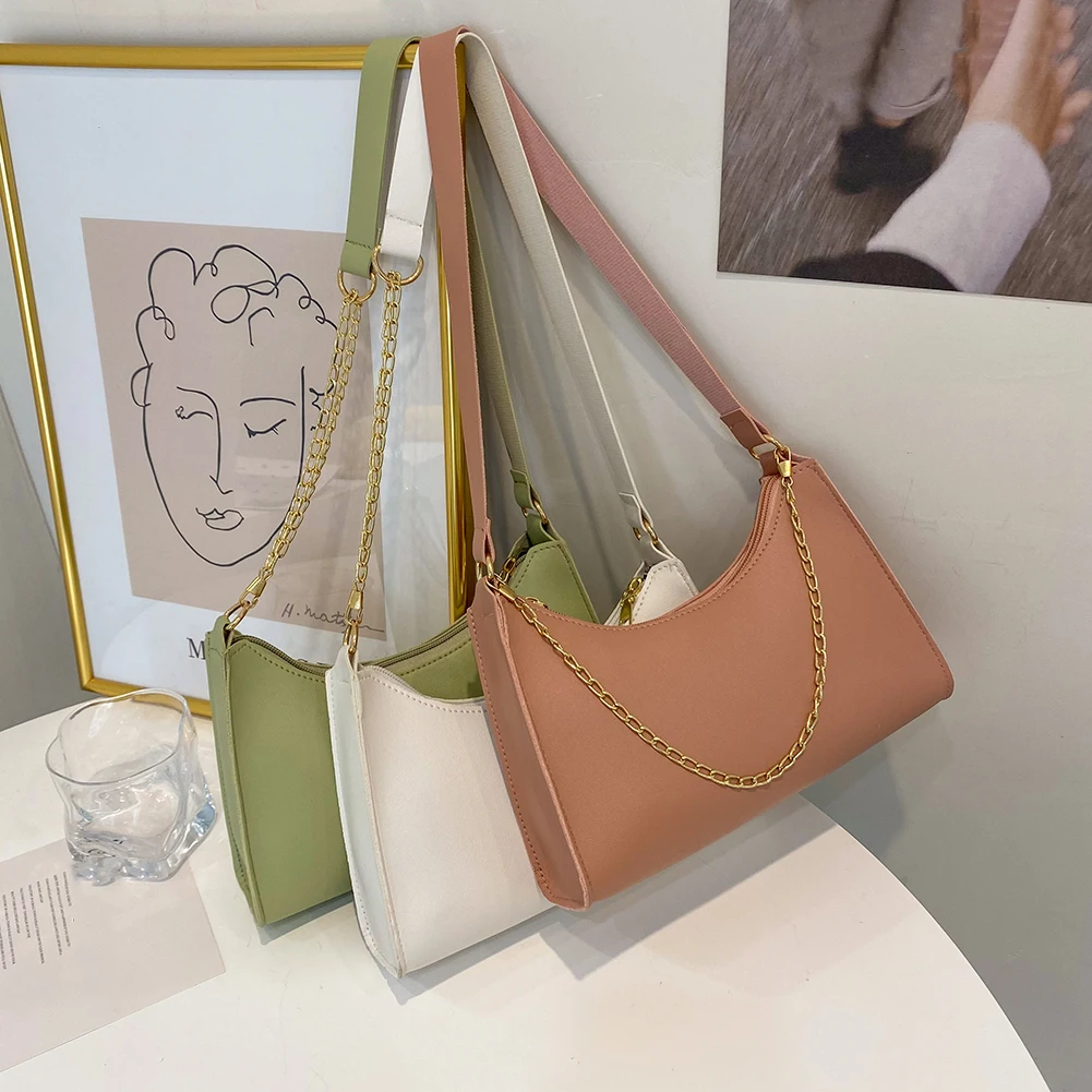 

Модная женская сумка из искусственной кожи, однотонная маленькая сумка через плечо, повседневные женские сумки-Хобо, кошелек