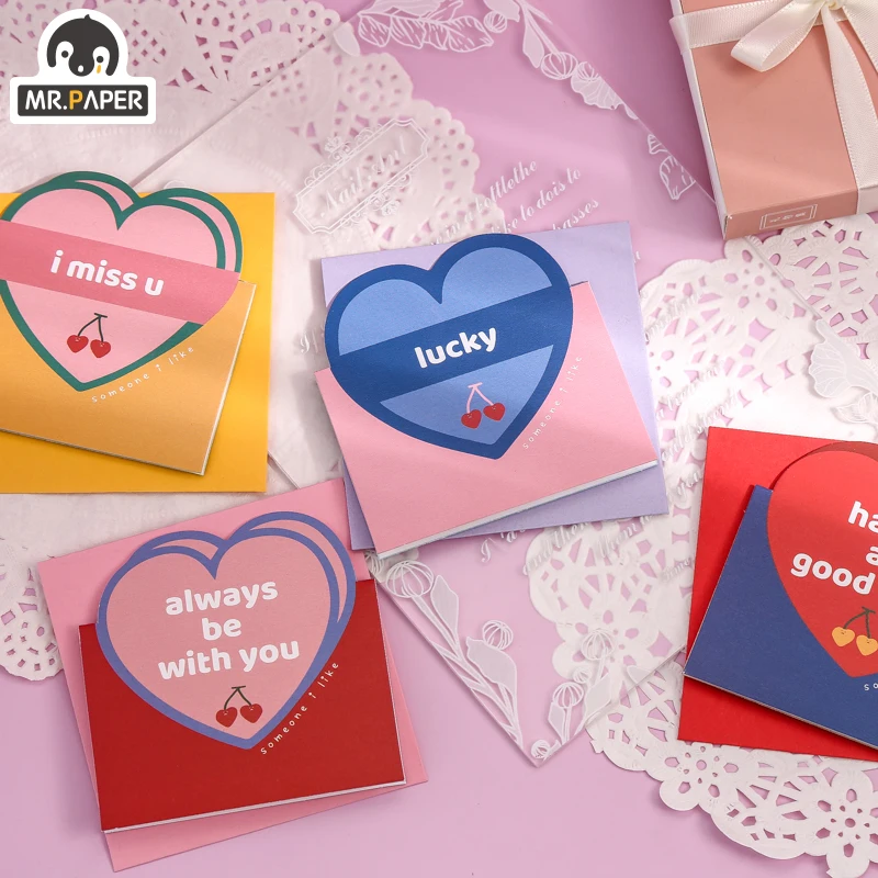

4 Designs 8 Pcs/set Square Greeting Card Series Bronzing Hollow Foldable Greeting Cards Hand Account DIY Material Heart Shape