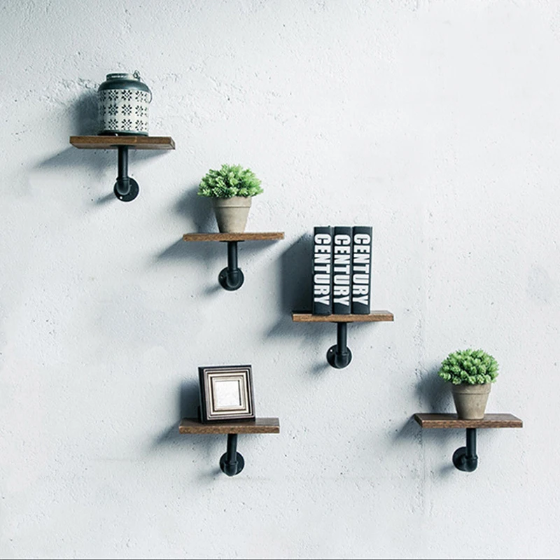 Деревянная полка с настенным креплением в европейском ретро стиле железная для