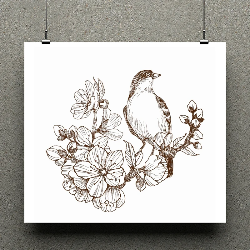 

AZSG Flowers and birds Clear Stamps/Silicone Transparent Seals for DIY scrapbooking Card Making 14*14cm