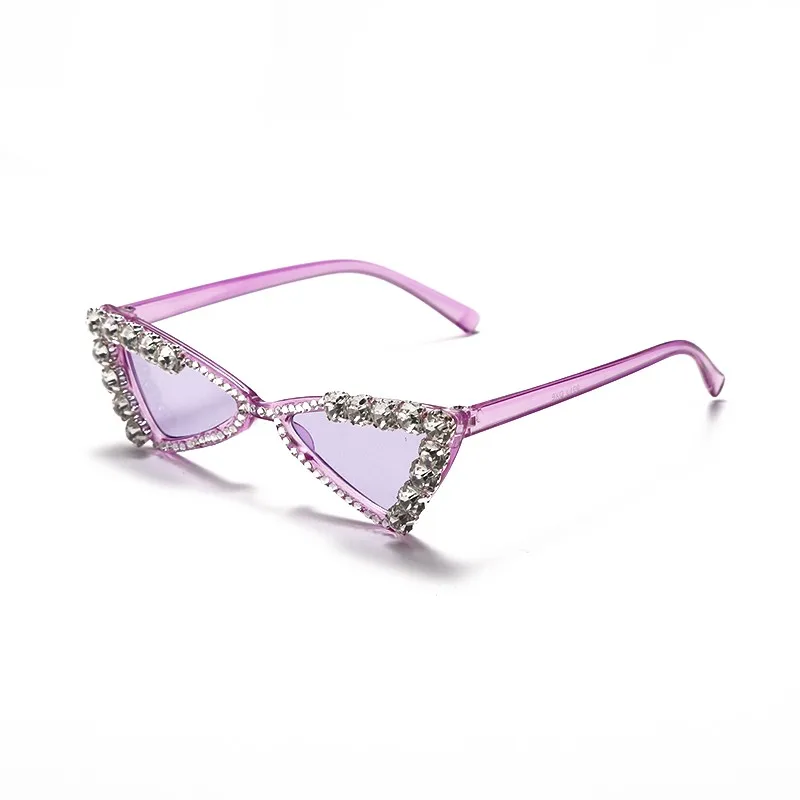 

New Cute Diamond-studded Cat Eye Sunglasses Children Protection Eyewear Plastic Frame Shades Street Pose Colorful Eyewear