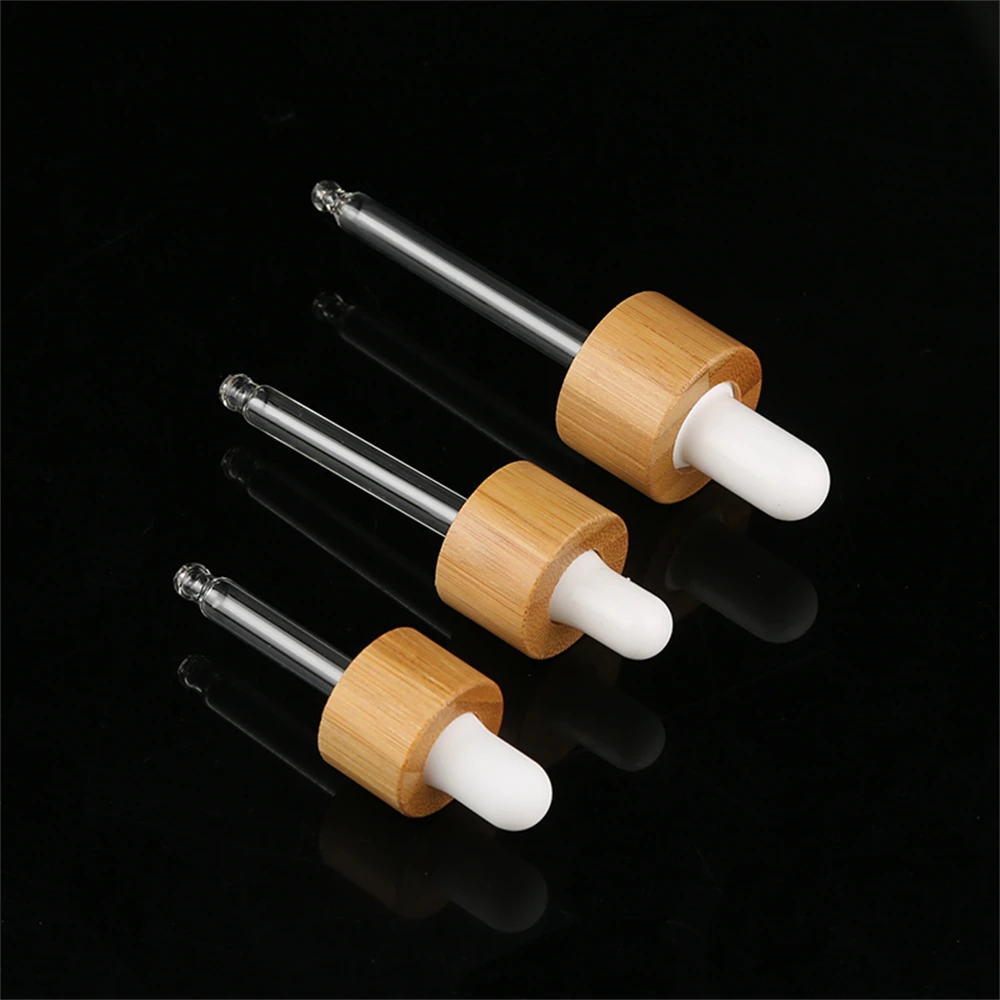bamboo Dropper Pipettes lids for 18mm Neck Size 5/10/15/20/30/50/100ml Essential Oil Bottle, Essence Accessories wooden Caps