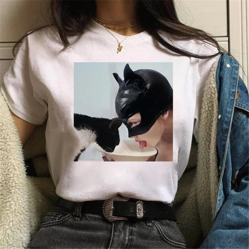 

Summer Tops Cartoon Printed T Shirt Women Harajuku Kawaii T-shirt Female White Funny T-shirt