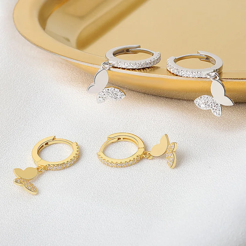 

2021 Vintage Butterfly Gold Silver Color Hoop Earrings For Women Girl Trendy Harajuku Cool Hip Hop Animal Earrings Jewelry Gifts