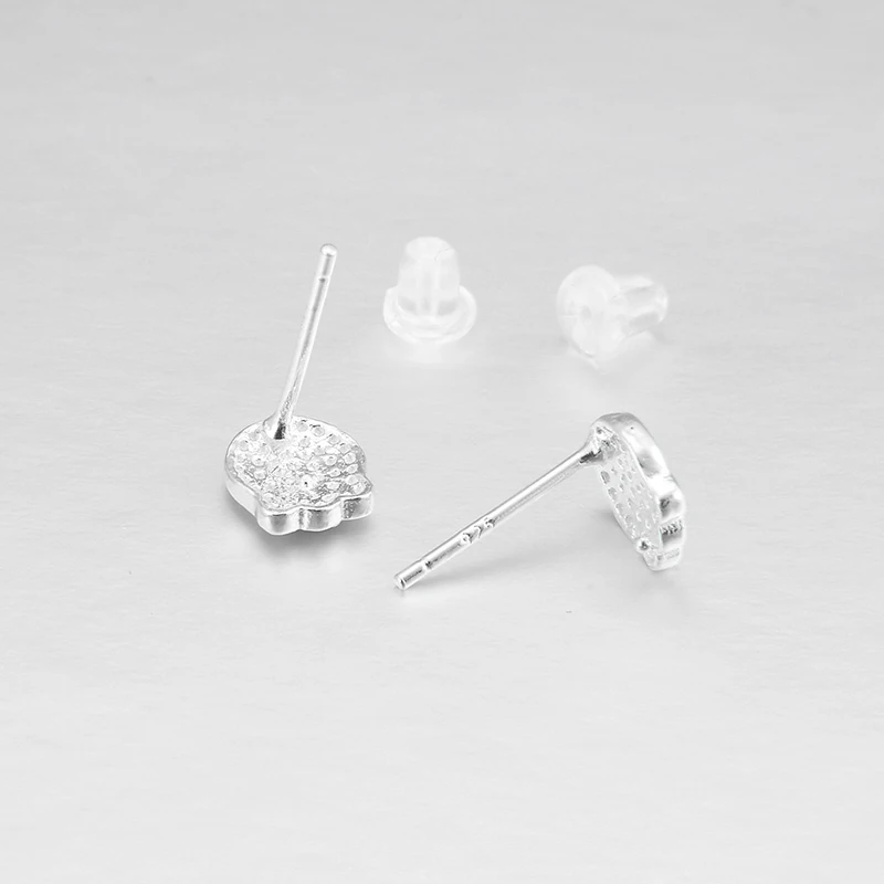 Женские серьги гвоздики из серебра 100% пробы с белой интересной