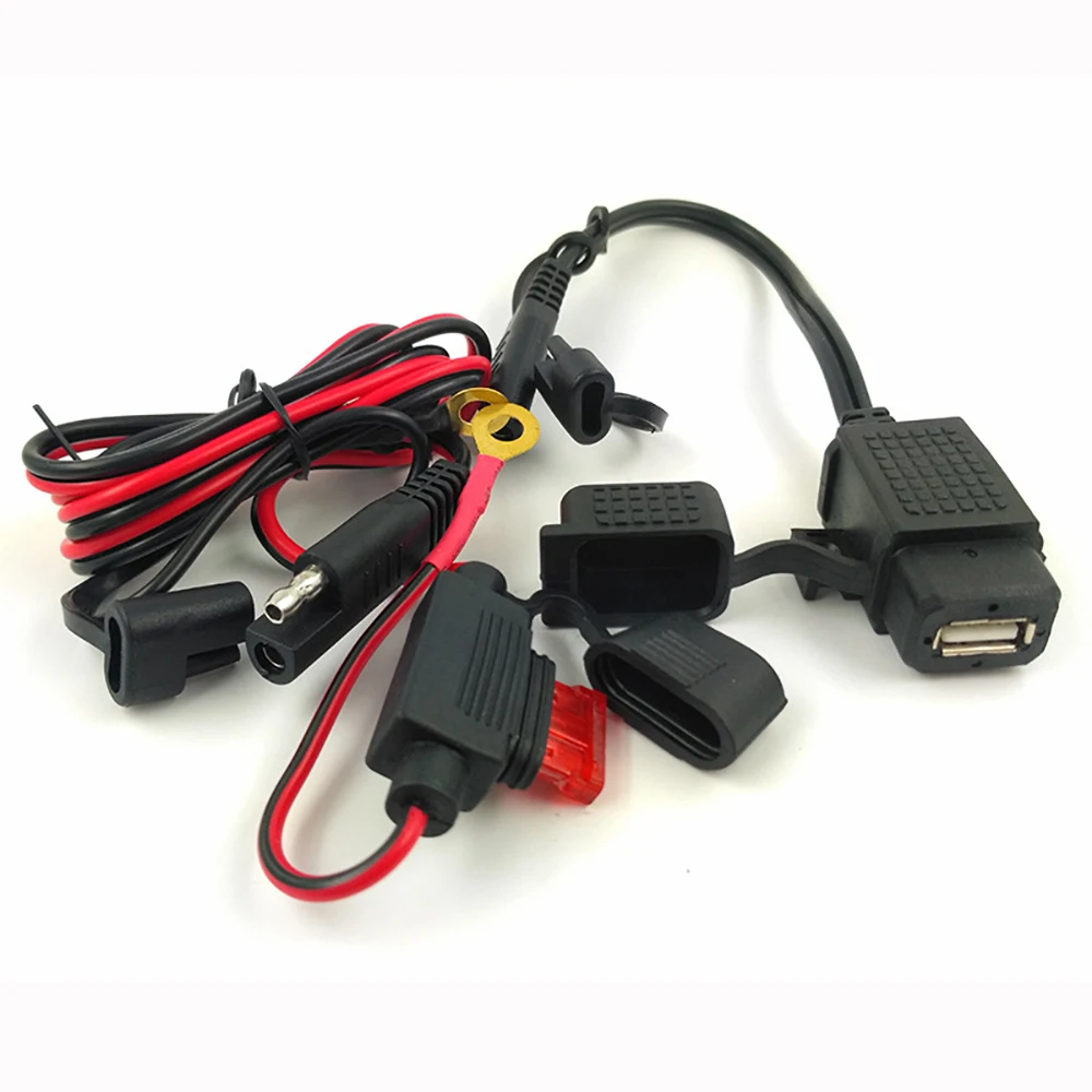 

Мотоцикл 12 в SAE к USB телефон GPS зарядный кабель адаптер Встроенный предохранитель