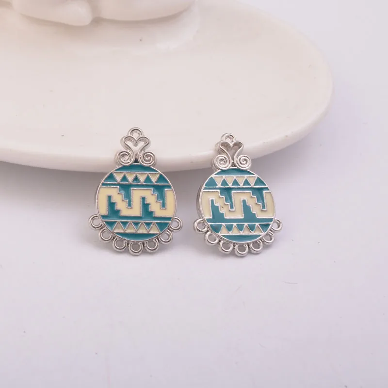 Круглый эмалевый Шарм соединитель из сплава с 7 отверстиями 12 шт. соединители для