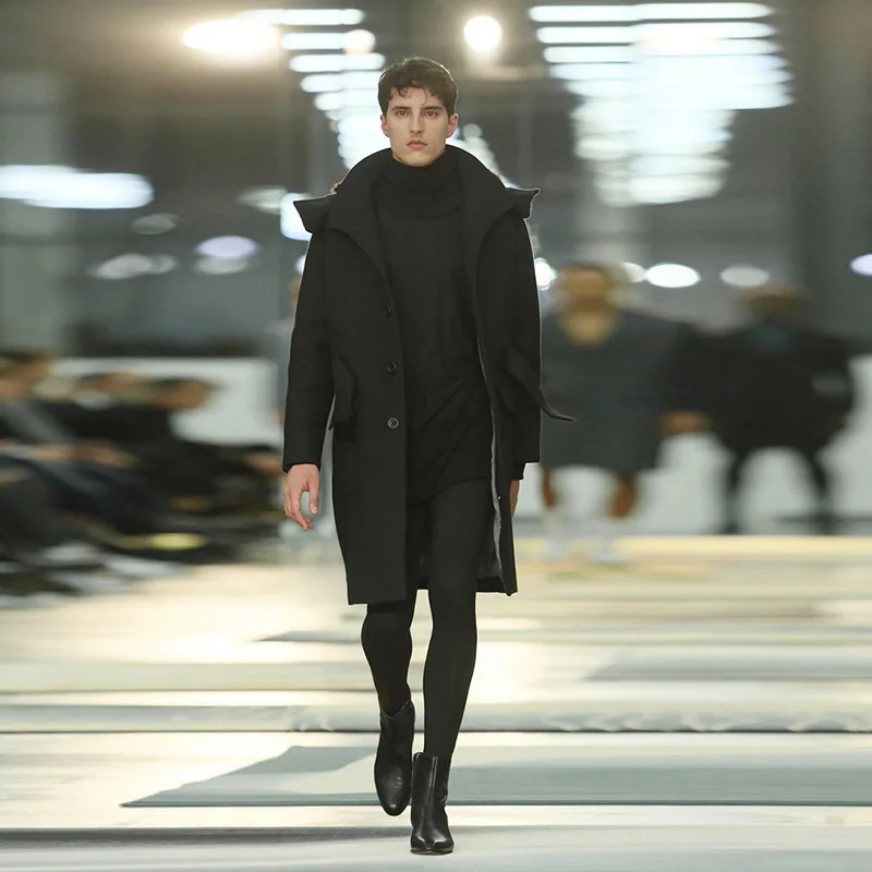 Men's woolen coat 2020 autumn and winter youth fashion Rex rabbit fur collar casual simple slim windbreaker jacket | Мужская одежда