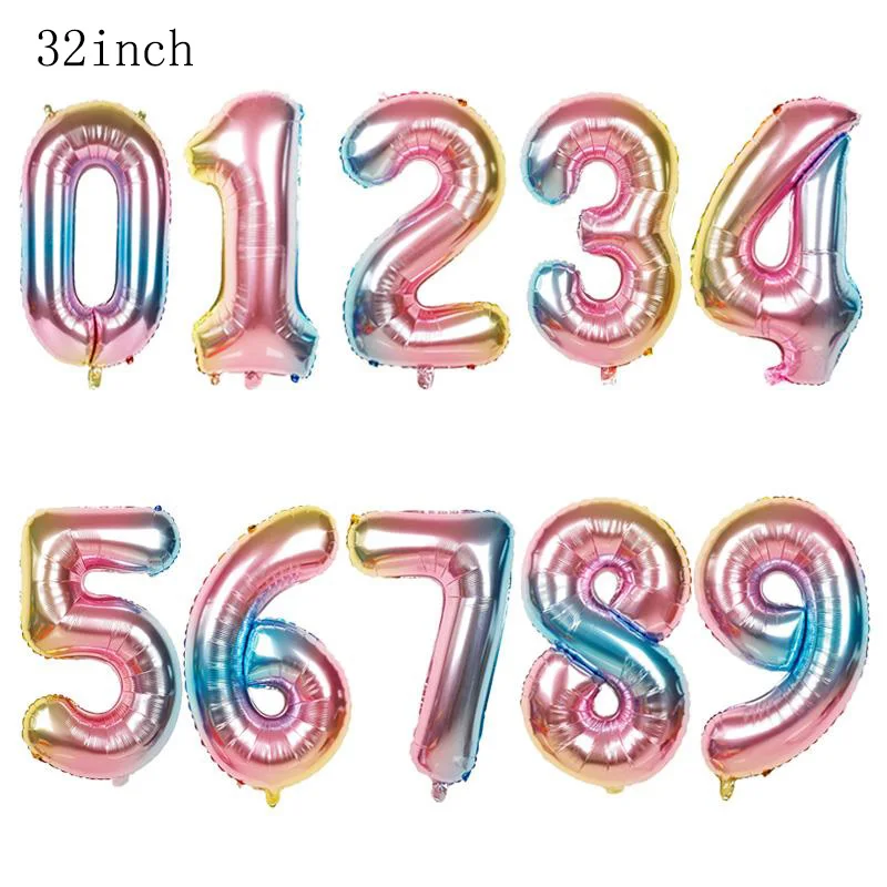 

1set Disney Princess Cake Mermaid Cinderella Foil Balloons Birthday Party Decorations 32inch Rainbow Number Helium Balls Kid Toy