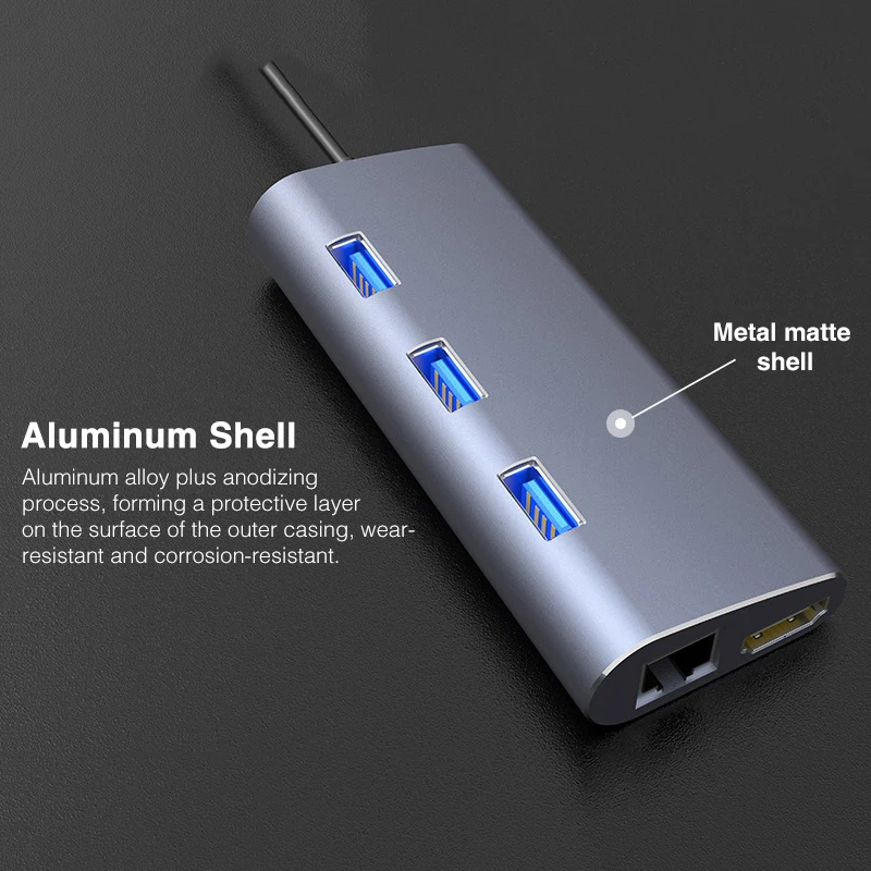 USB C Hub HDMI VGA Ethernet Lan RJ45 адаптер для Macbook Pro GOOJODOQ Type hub кардридер 2 3 0 + зарядный порт|usb c