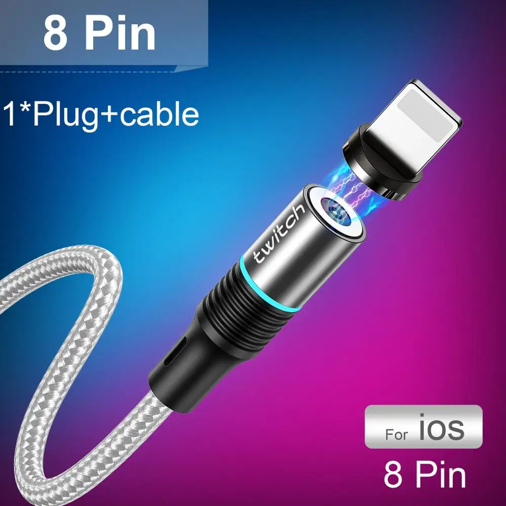 Магнитный usb-кабель Twitch для iPhone Xs Max Xr X 11 8 7 6 6s 5S iPad Магнитный кабель для быстрой зарядки мобильного телефона магнитное зарядное устройство - Цвет: Silver IOS Cable