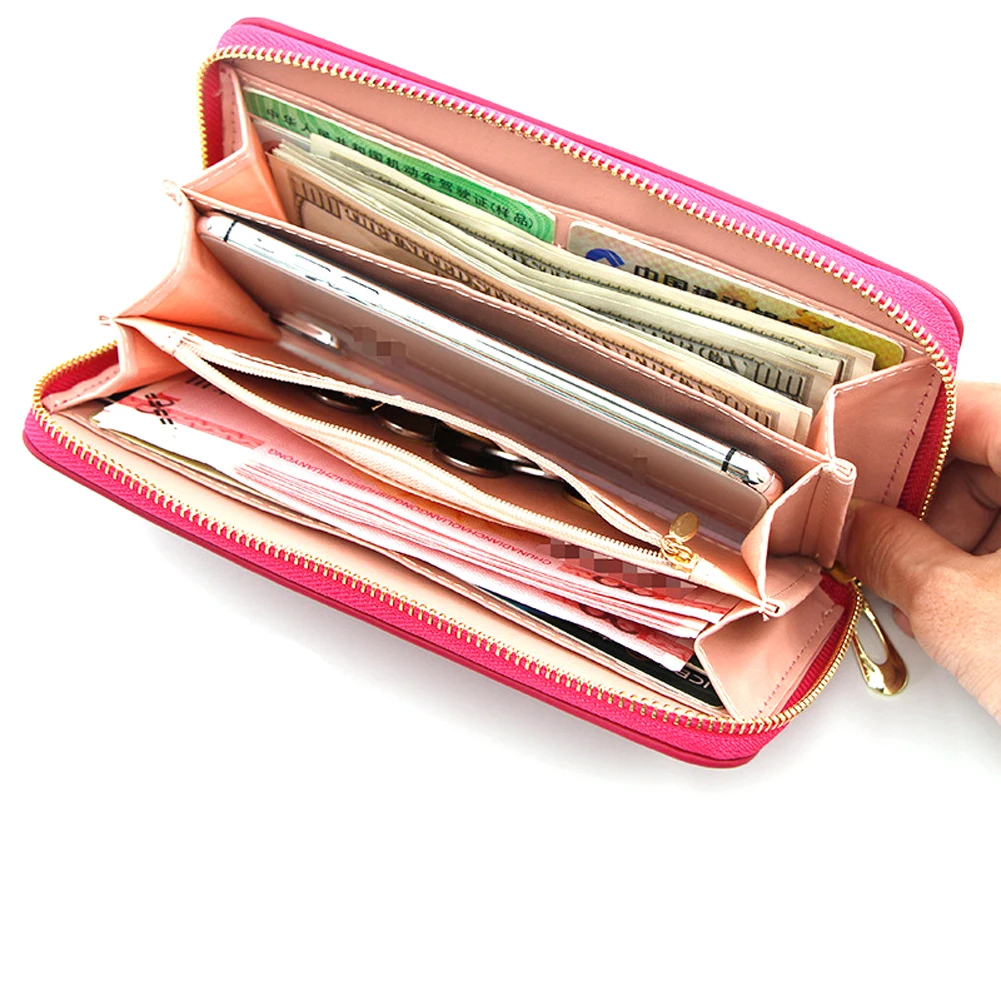 Женский кошелек на молнии длинный вместительный с вышивкой корейский стиль 2020 |