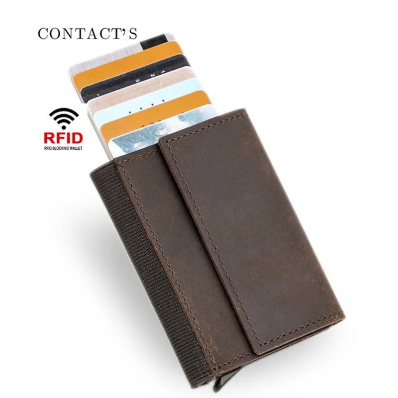

Vintage RFID Blocking Money Belt Wallet Automatic Pop-up Credit Card Case Purse