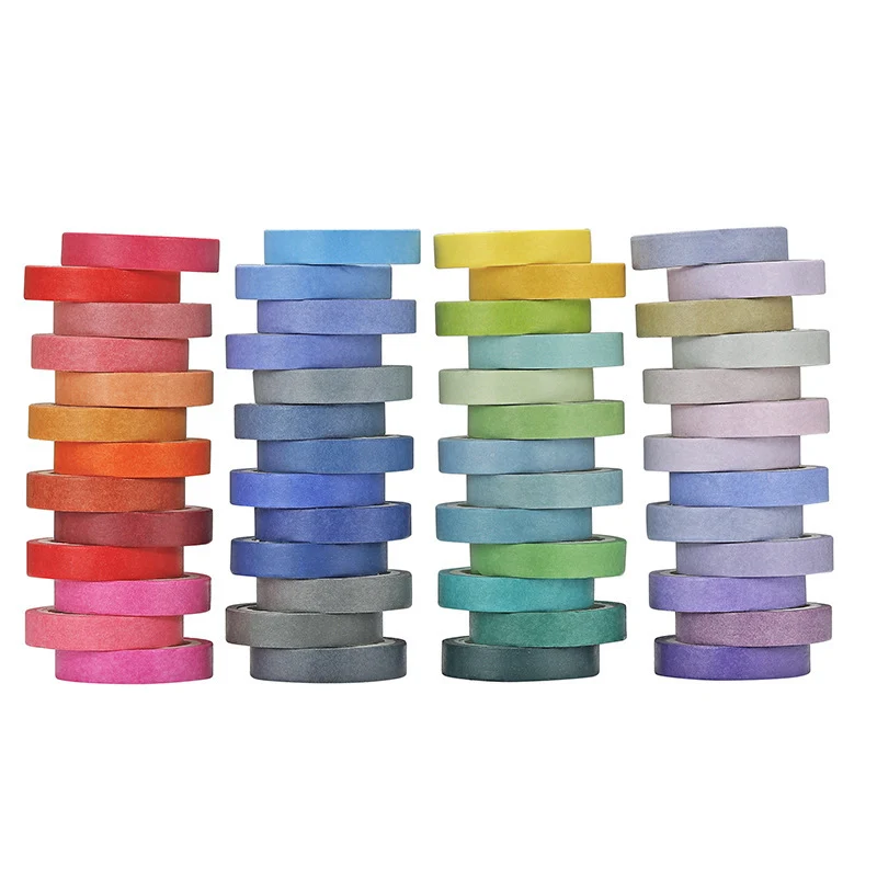 60 Pcs/Set Diary Solid Color Washi Tape Rainbow Masking Tape Decorative Adhesive Tape Sticker Scrapbook Kawaii Stationery