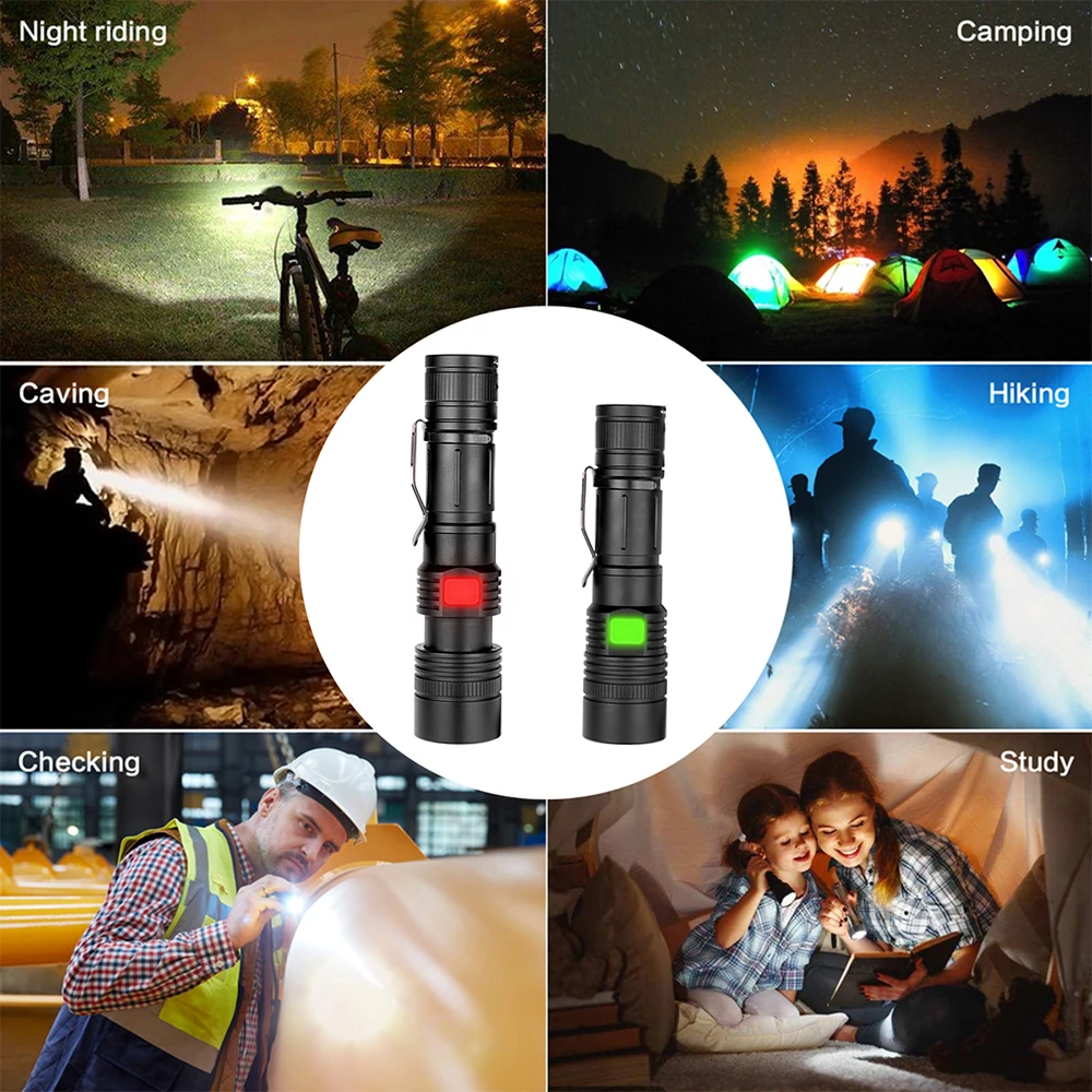 LED Flashlight XHP50.2 Powerful Flashlight USB Rechargeable Torch Zoom LED Torch Waterproof Flashlight by 18650 Battery