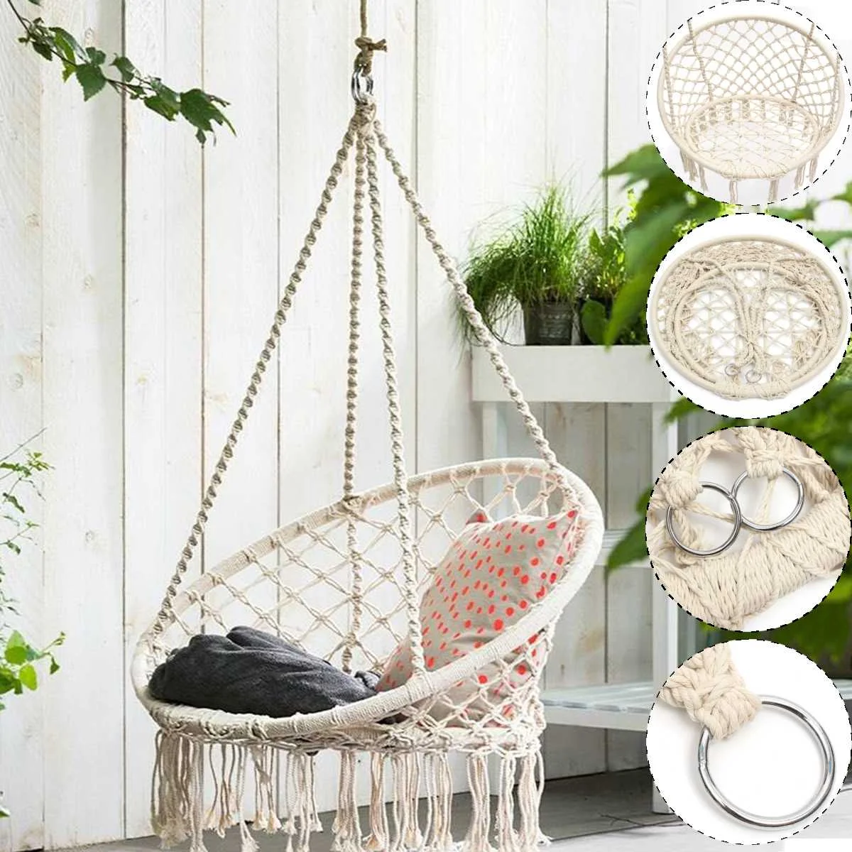 

Nordic Round Hammock Round Hammock Swing Hanging Chair Outdoor Indoor Furniture Hammock Chair for Garden Dormitory Child Adult