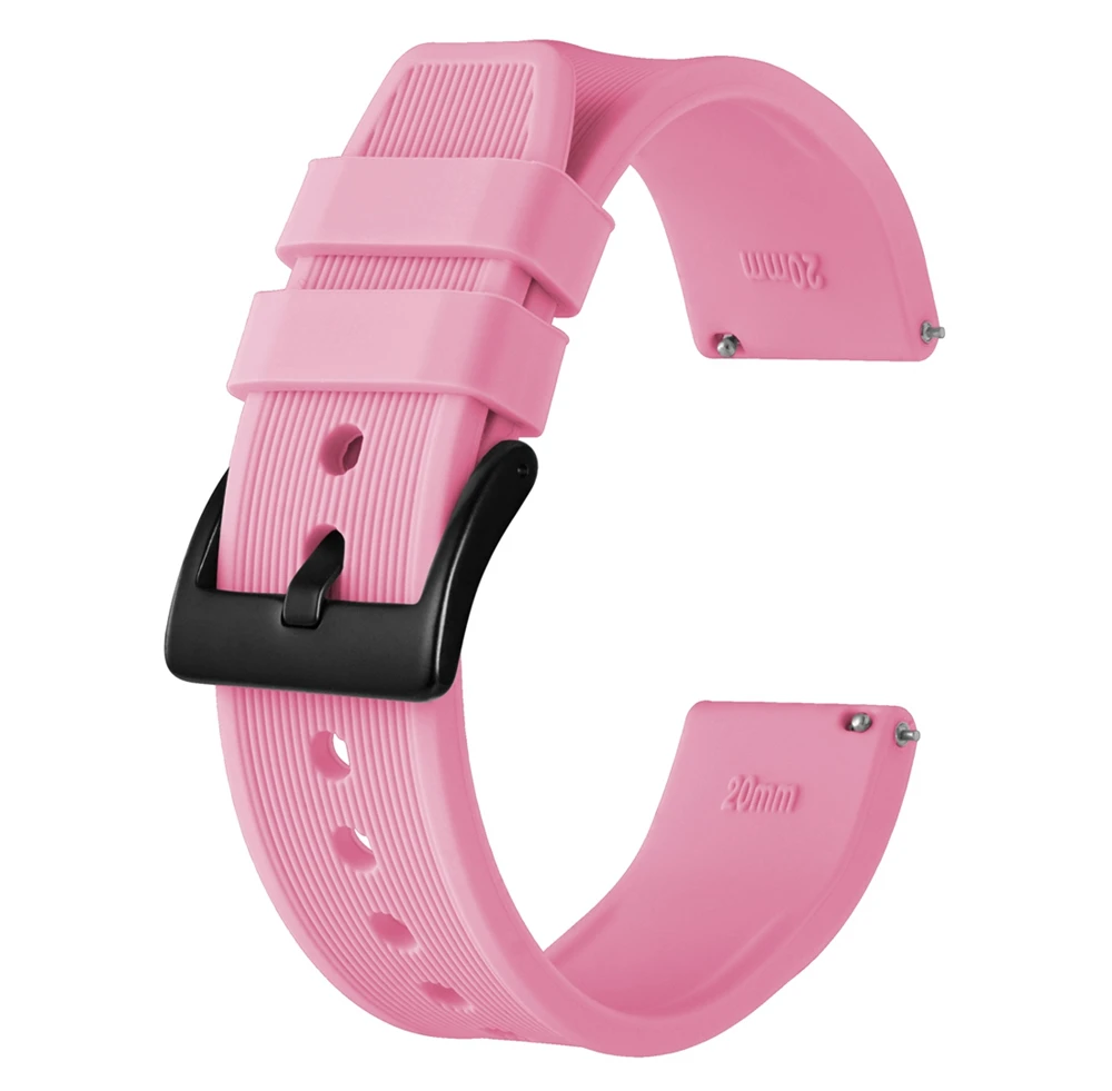 Pink Anbeer резиновый ремешок для часов 18 мм/20 мм/22 мм/24 мм Рождество красные, черные Quick Release спортивные, для дайвинга Часы в силиконовом корпусе сменный ремешок - Цвет ремешка: Pink