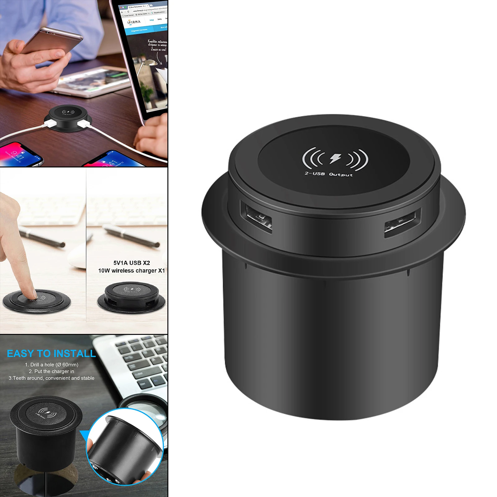 qi wireless charger universal fast charging embedded for desk bedside coffee shop cell phones earphone free global shipping