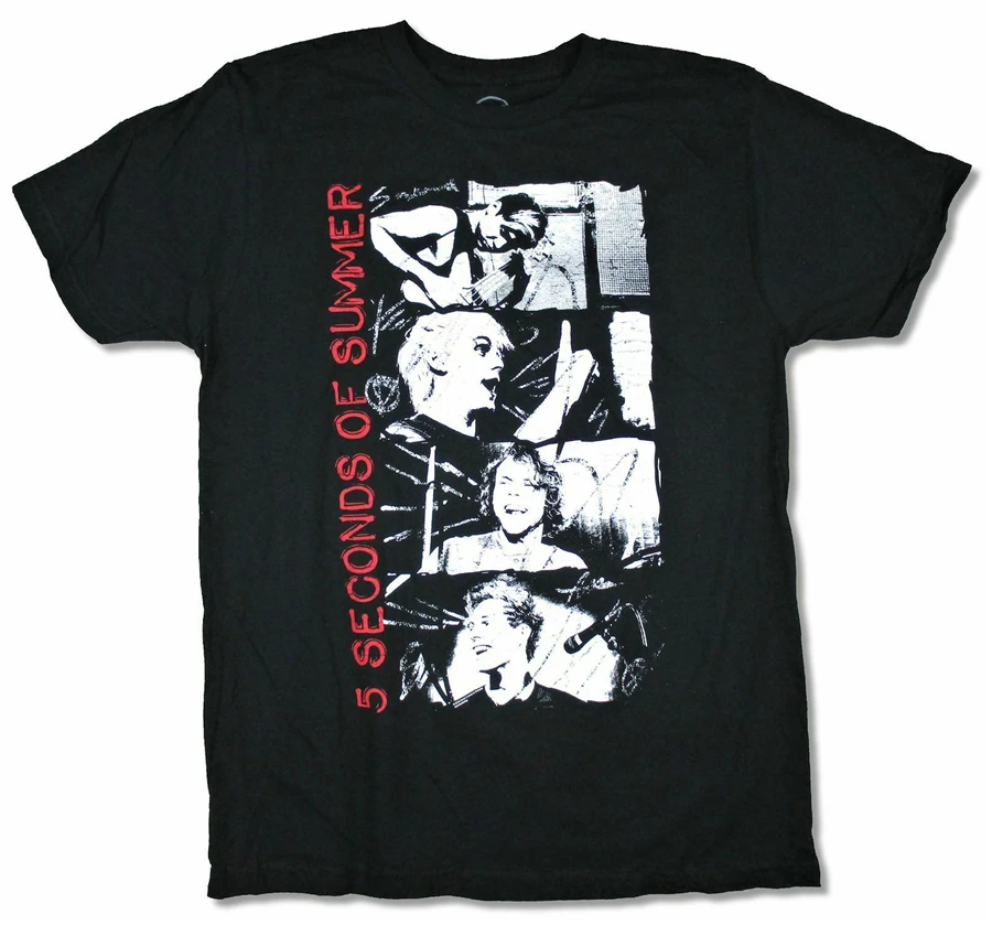 5 секунд лета сложенные фотографии черная футболка новые 5Sos Мерч Топы Новые