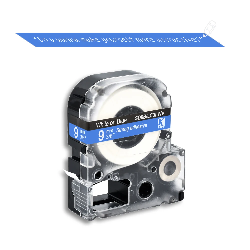 Лента для этикеток Epson 9 мм белая на синем SD9B LC3LWV лента печатной машинки KingJim
