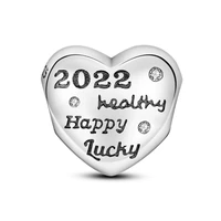 plata charms of ley silver color peach heart 2022 happy new year beads fit original pandora bracelet for women jewelry