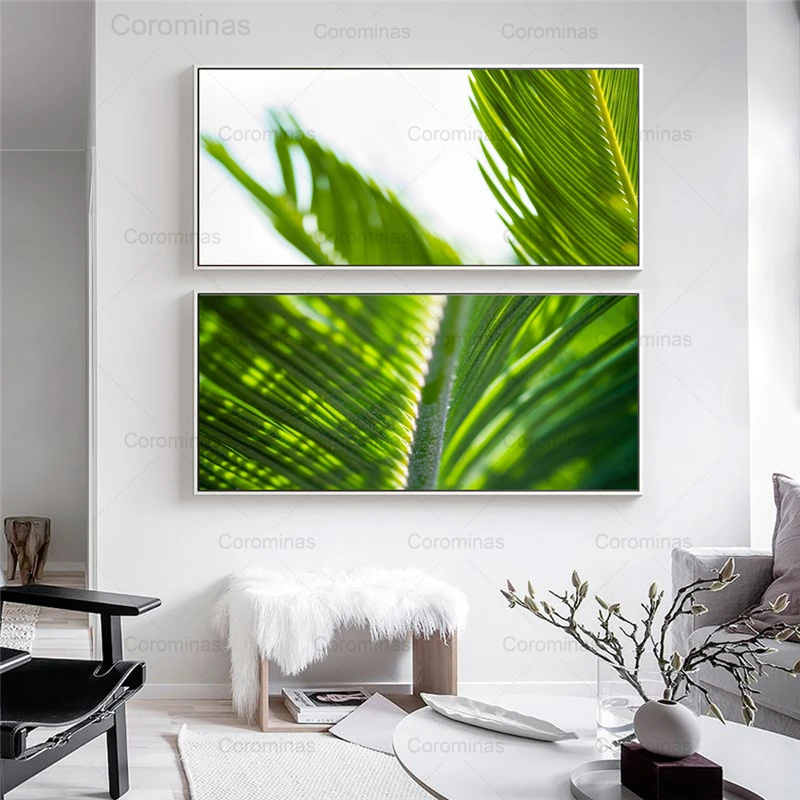 

Green Leaf Shadow Canvas Painting Modular Hd Posters and Prints Pastoral Pictures Modern Wall Art Mural Corridor Home Decoration