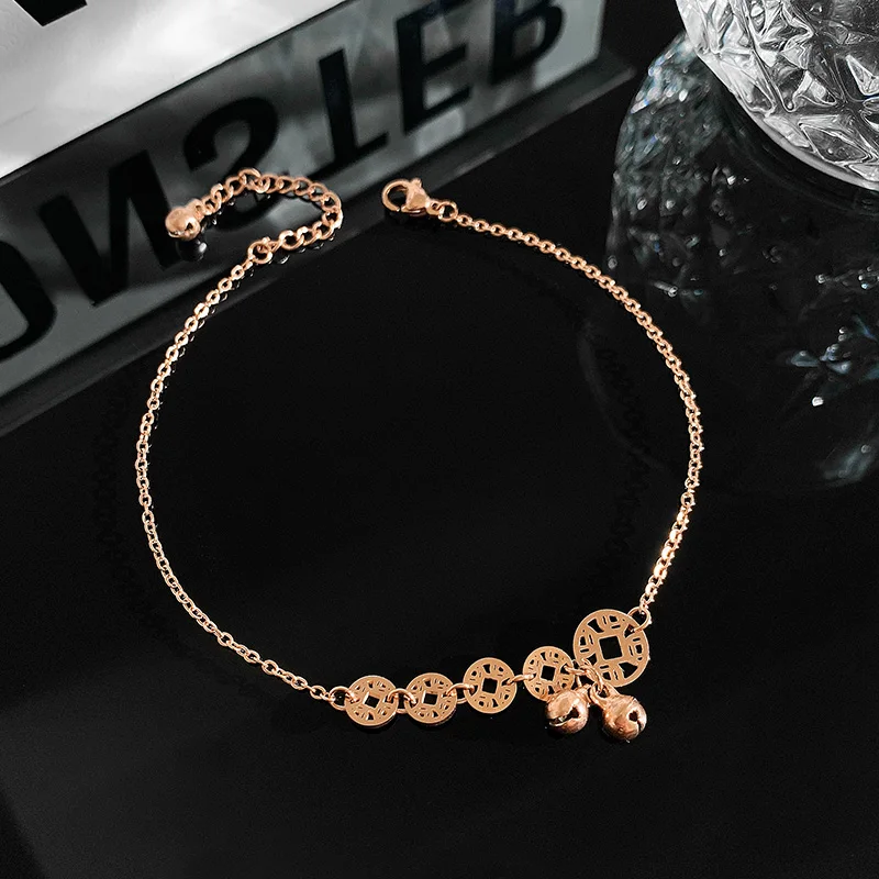 

2021 Classic Roman Numeral Circle Titanium Steel Anklets For Woman Korean Fashion Jewelry Beach Girl's Ankle Accessories Anklet