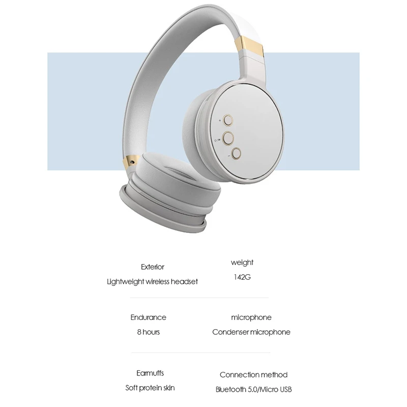 

Simple Headset Bluetooth 5.0 Headset Wireless Foldable Card Can Be Inserted Into 3.5MM Audio Cable Computer Headset