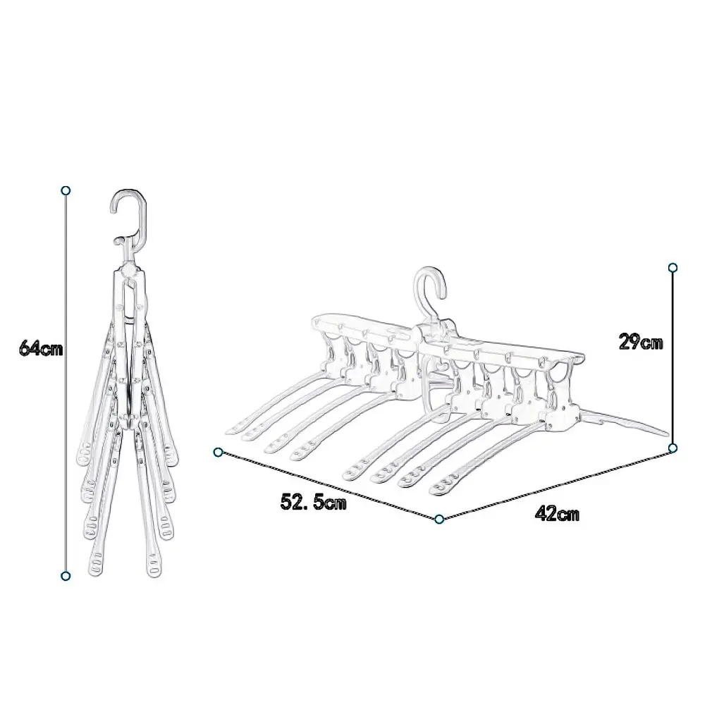 

2018 Multifunctional Retractable Clothes Hanger Folding Non-slip Storage Rack Clothing Rod Wardrobe Space Saver Laundry Shelf