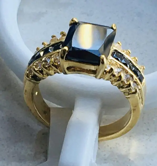 Бесплатная доставка кольцо из натурального черного турмалина размером 7 8 #|ring