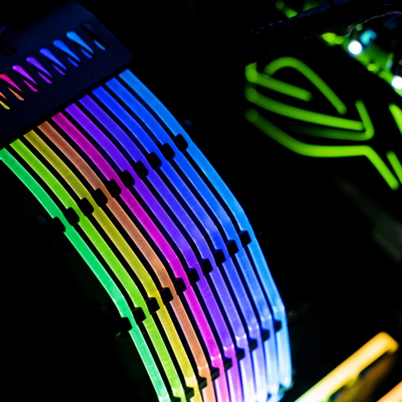 24 Pin коробка передач с светильник Удлинительный кабель Радуга стример БП