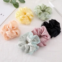 solid color scrunchies rubber bands oversized women retro style hair ties elastic headband girl fairy ponytail holder decoration