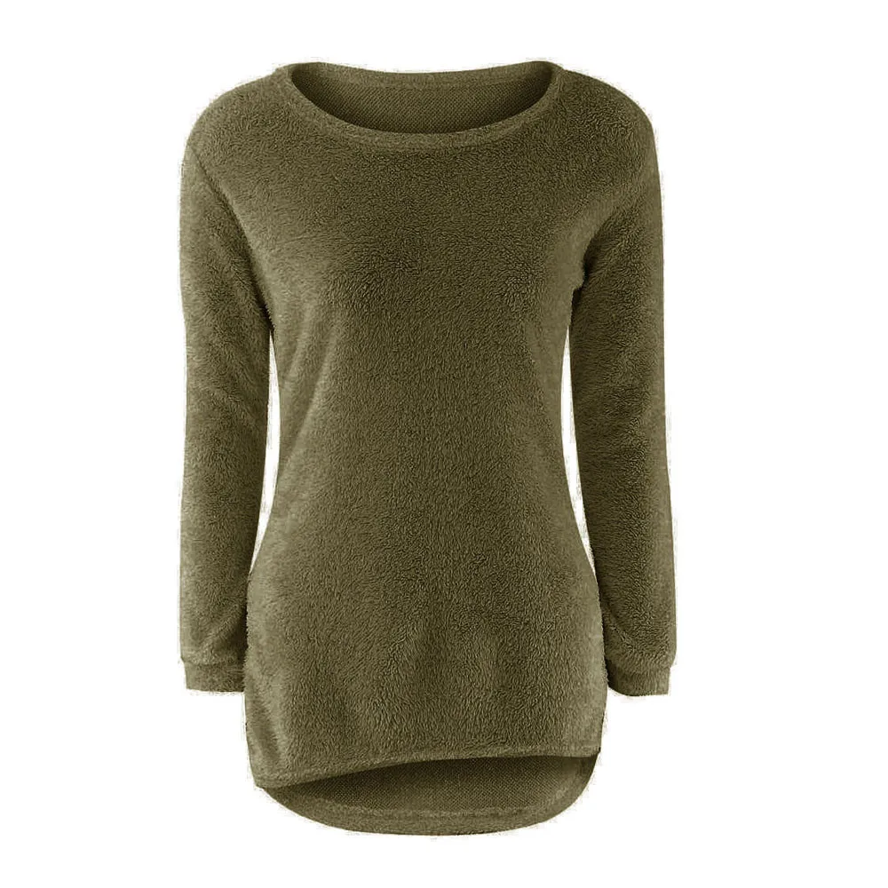 

Women's winter warm and casual knitted solid color sweater women's solid long-sleeved pullover soft sweater round neck top