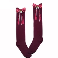 japanese lolita kawaii long socks girls tight high new year cute fashion christmas red knitted anime cosplay womens stockings