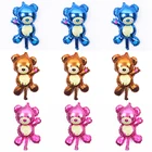 Комплект из 3 предметов, с изображением медведя из алюминиевой фольги для Для мальчиков и девочек воздушных шаров свадьбные подарок украшения Дети 100 дней рождения вечерние игрушка медведь алюминиевая шар из фольги