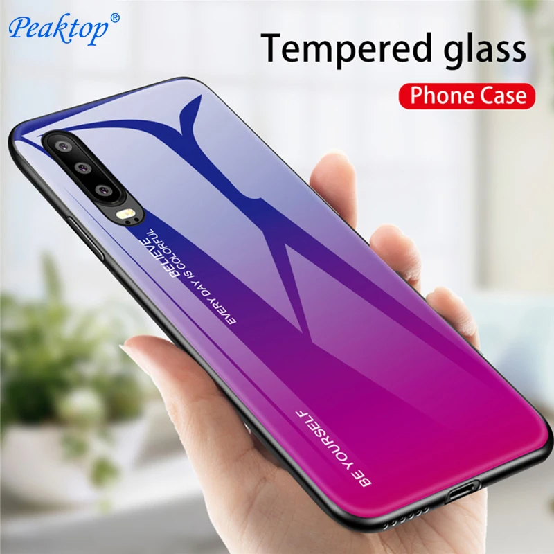Роскошный градиентный чехол из закаленного стекла для huawei P30 P20 Lite Pro honor 9 10 Mate 20 Enjoy