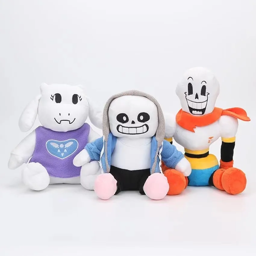 Mu&ntilde;ecos de peluche de personajes de Undertale Sans Papyrus, Chara Frisk, Asriel Torie, juguete de peluche, Anime, regalo para ni&ntilde;os, 2 unids/set por Set-1