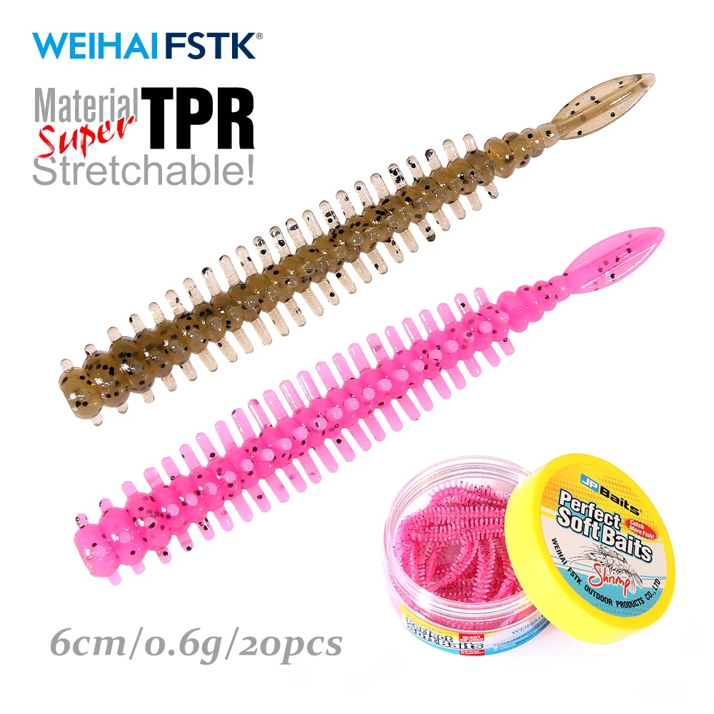 Wobbler soft Fishing Lure 20Pcs/jar 60mm 0.6g Artificial Lures Fishing Worm Silicone Bass Pike Swimbait Jigging Plastic Baits