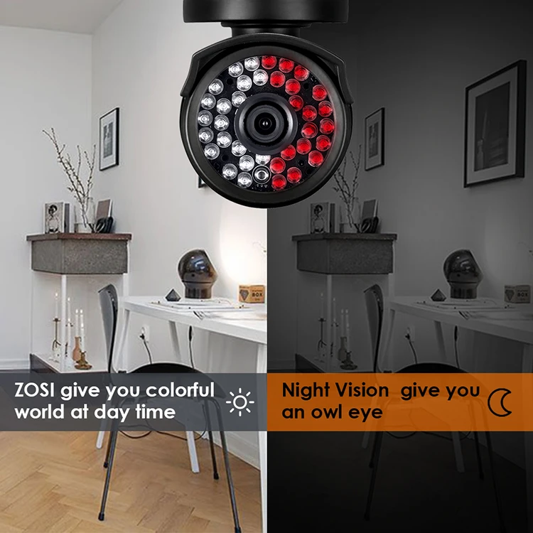 ZOSI 1080P аналоговая/AHD/TVI/CVI камера видеонаблюдения HD 2.0MP Всепогодная 100ft День Ночь домашняя CCTV камера безопасности