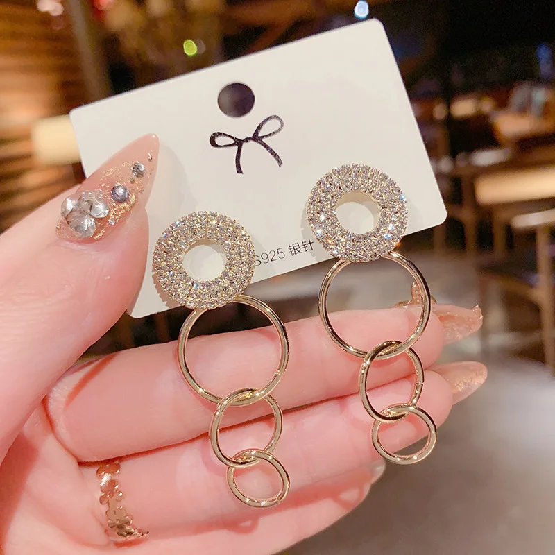 

2021 New Simple Fashion Gold Color Silver Plated Geometric Pendant Earrings For Women Fashion Big Round Drop Earrings Jewelry