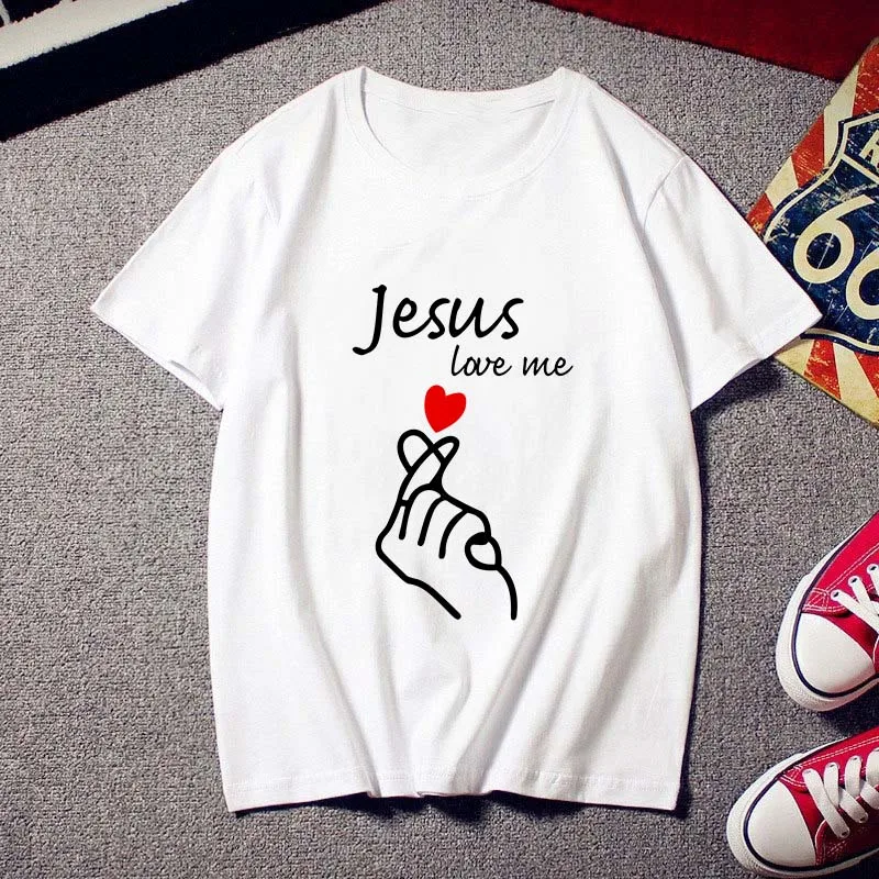 Jesus Love me, принт Харадзюку, женская футболка, новинка, футболка с круглым вырезом и коротким рукавом, футболка с надписью Love of letter, белые топы, женская одежда