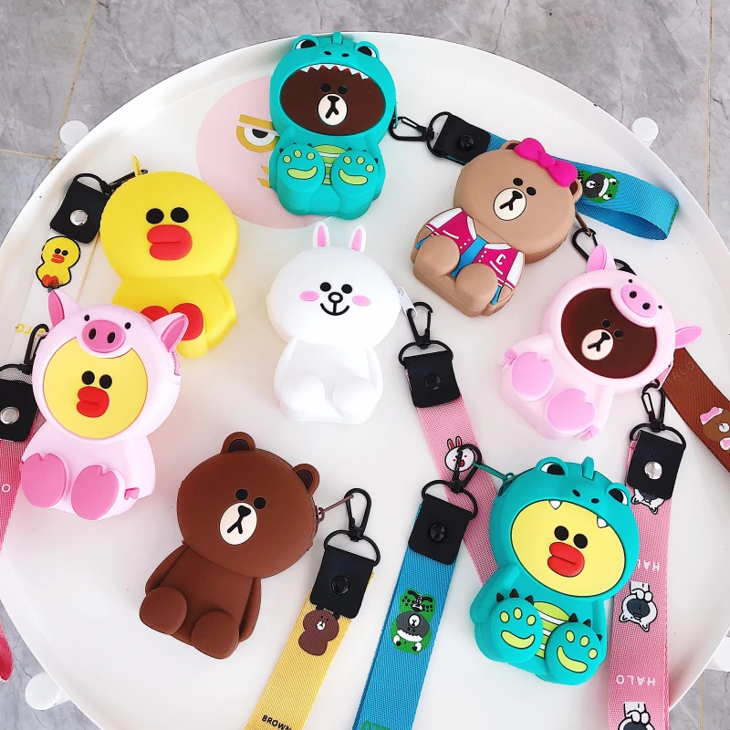 Милые Мультяшные женские кошельки, маленькая коробка для Airpods, чехол, силиконовый мини кошелек, дамская сумочка для карт, клатч, кошельки, женские кошельки и кошельки
