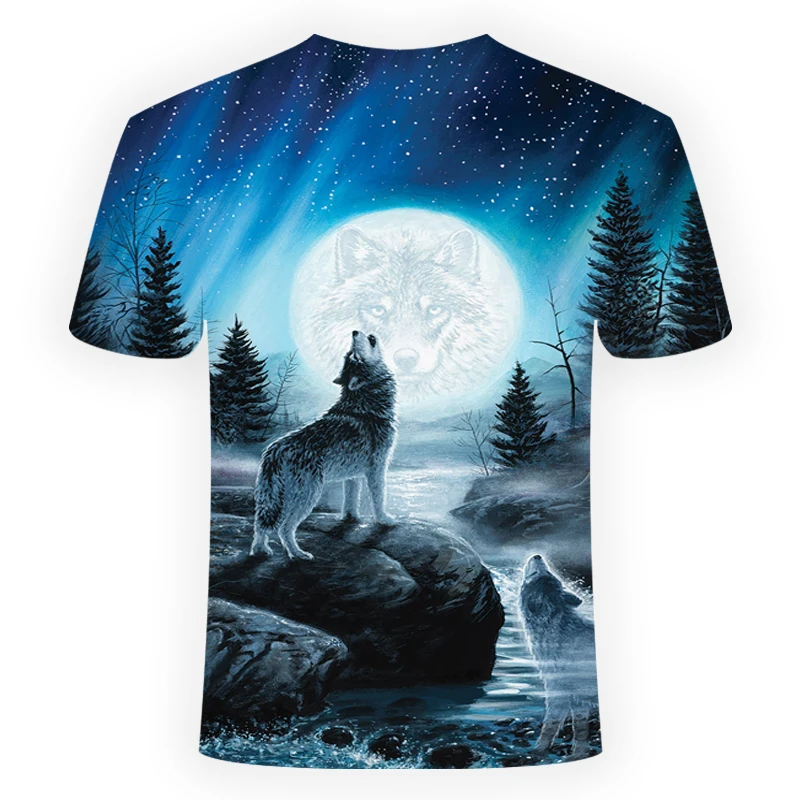 

Winter 2020 cool wolf print 3dt short sleeve male and female t-shirt