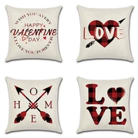 fashion valentines day couple plaid love printing pillow cover home decoration sofe cushion cover linen pillowcase