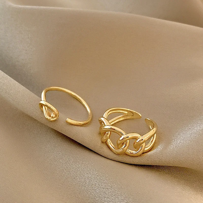 

MrZMsZ Two-piece Simplicity Rings For Women luxurious Adjustable Open Ring Teen Girls 2021 Trendy Gift Jewelry Accessories