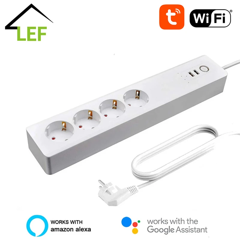 

Удлинитель электрический с 2 USB-портами и 4 розетками переменного тока
